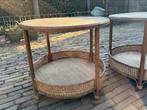 2 gebruikte rotan salontafeltjes van Xenos, Overige materialen, Gebruikt, 50 tot 100 cm, Rond