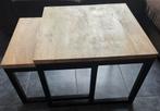 Twee Mango houten salontafels met stalen onderframe!, Ophalen, Gebruikt, 50 tot 100 cm, Vierkant