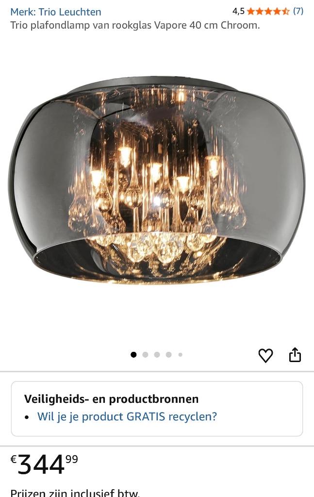 Plafondlamp, Huis en Inrichting, Ophalen, Zo goed als nieuw, Glas