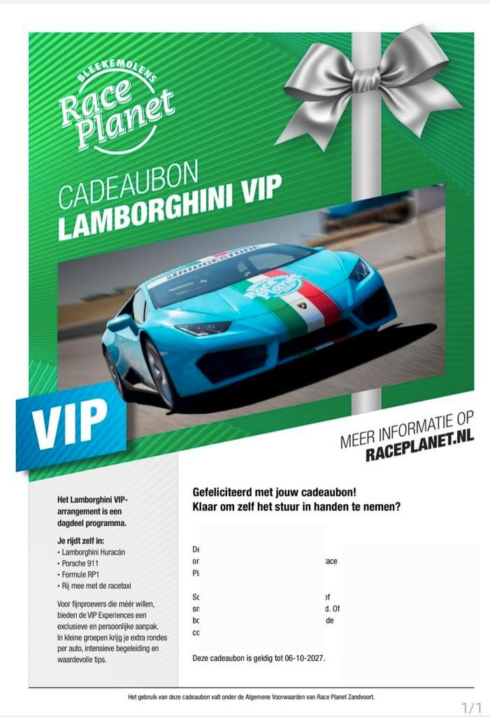 Cadeaubon Bleekemolens Race Planet circuit Zandvoort, Tickets en Kaartjes, Kortingen en Cadeaubonnen, Eén persoon, Cadeaubon, Arrangement