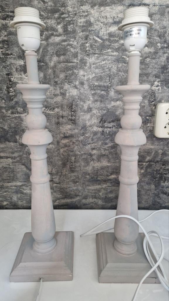 Brocante lampenvoeten, Gebruikt, Grijs, Ophalen of Verzenden, 50 cm of meer