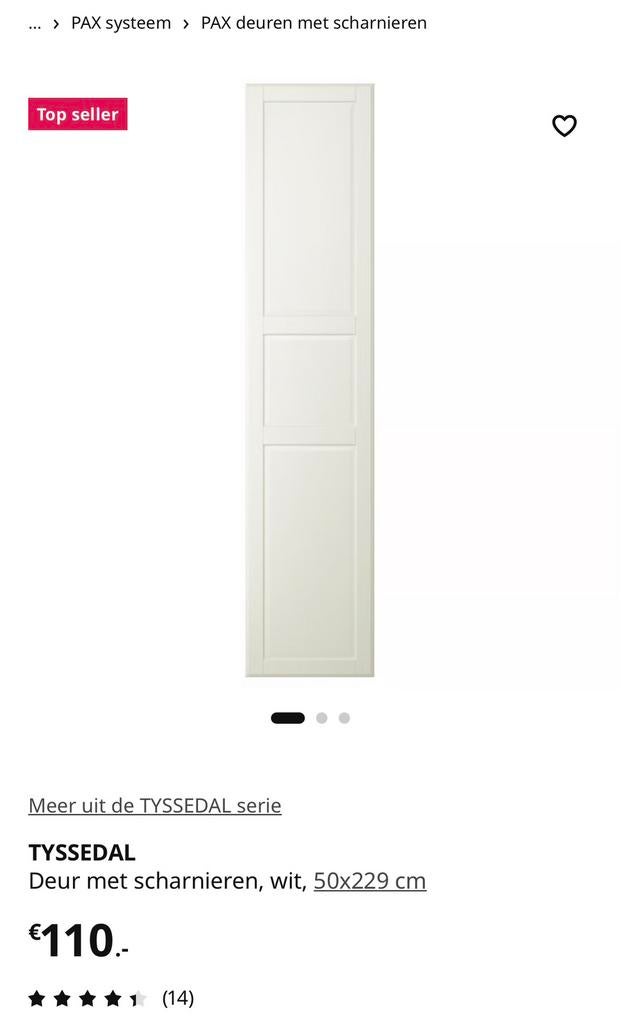 Ikea pax deuren Tyssedal, Ophalen, 200 cm of meer, 50 tot 100 cm, Zo goed als nieuw