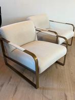 2x Beige fautuils YAYA met messing frame, Huis en Inrichting, Ophalen, 75 tot 100 cm, Zo goed als nieuw, Stof