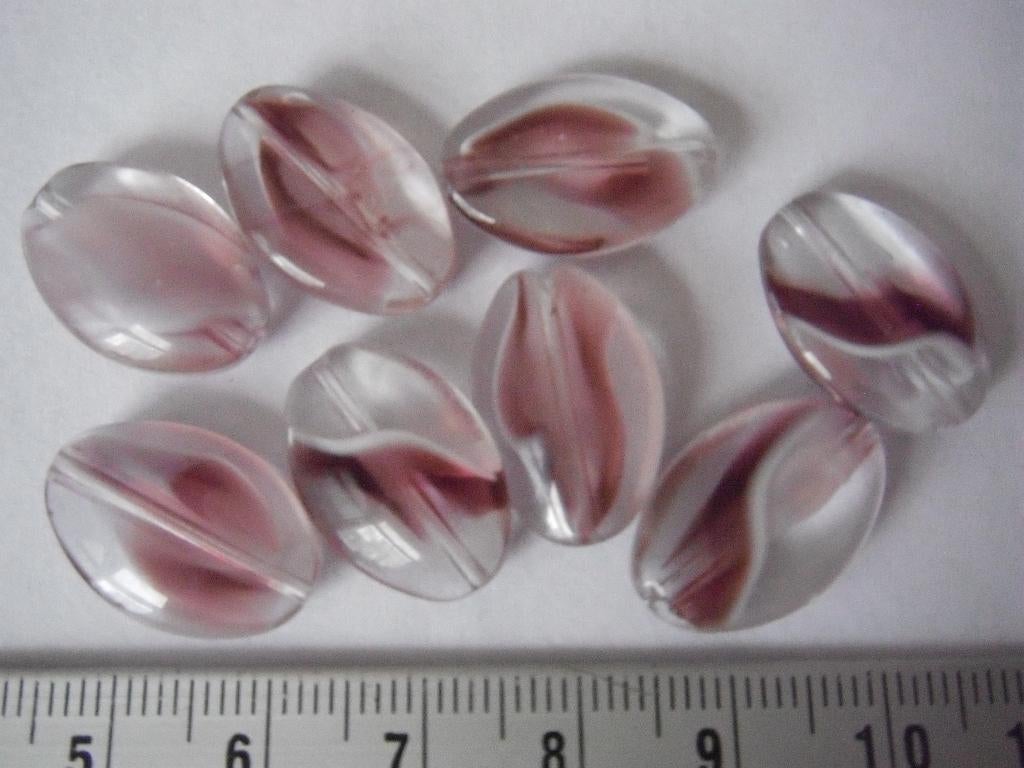 8 glas kralen transparant met swirl wit/amethyst, Ophalen of Verzenden, Nieuw, Kraal
