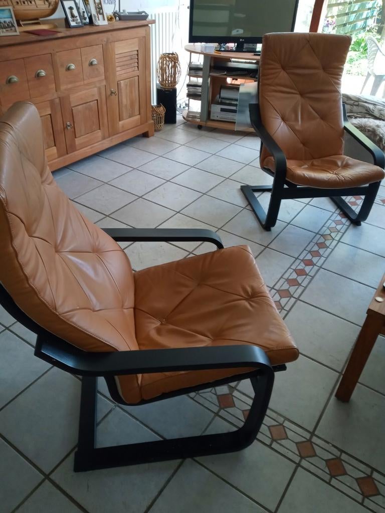 Designstoelen 2x, Huis en Inrichting, Fauteuils, Ophalen, 75 tot 100 cm, 50 tot 75 cm