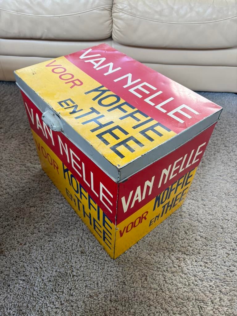 Vintage Van Nelle koffie & thee blik / kist – jaren 60/70, Verzamelen, Blikken, Ophalen of Verzenden, Zo goed als nieuw, Koffie