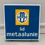 Emaille bordje van Langcat Lid Metaalunie, Verzamelen, Ophalen of Verzenden, Zo goed als nieuw, Reclamebord