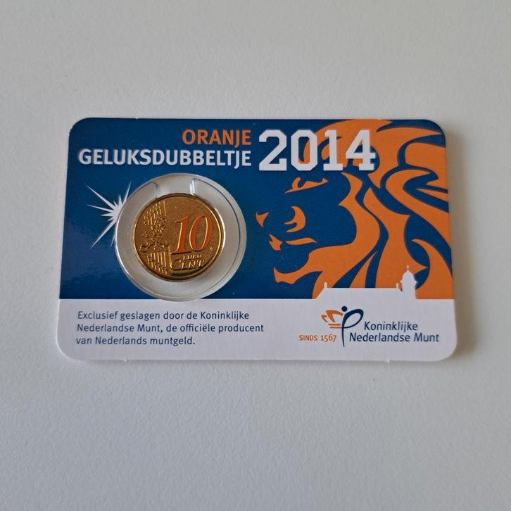 Oranje Geluksdubbeltje 2014 Coincard KNM, Postzegels en Munten, Munten | Nederland, Losse munt, Euro's, Koningin Beatrix, Ophalen of Verzenden