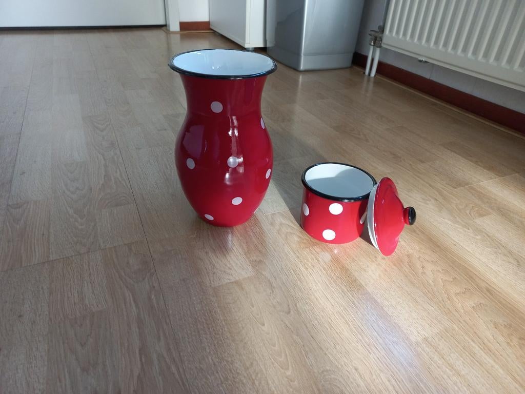 Rode emaille set, Antiek en Kunst, Antiek | Emaille, Ophalen