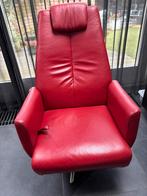 Rode lederen relaxfauteuil Hjort Knudsen, Huis en Inrichting, Fauteuils, Gebruikt, Minder dan 75 cm, Leer, Ophalen of Verzenden