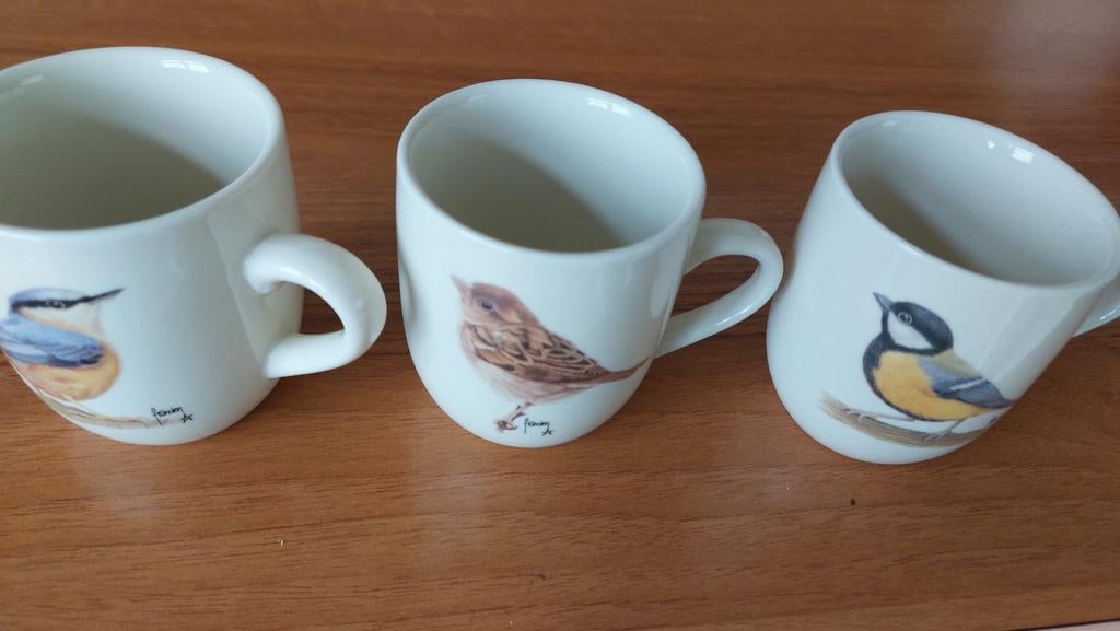 Francien van Westering mokken vogels, Ophalen of Verzenden, Zo goed als nieuw, Overige stijlen, Kop(pen) en/of Schotel(s)