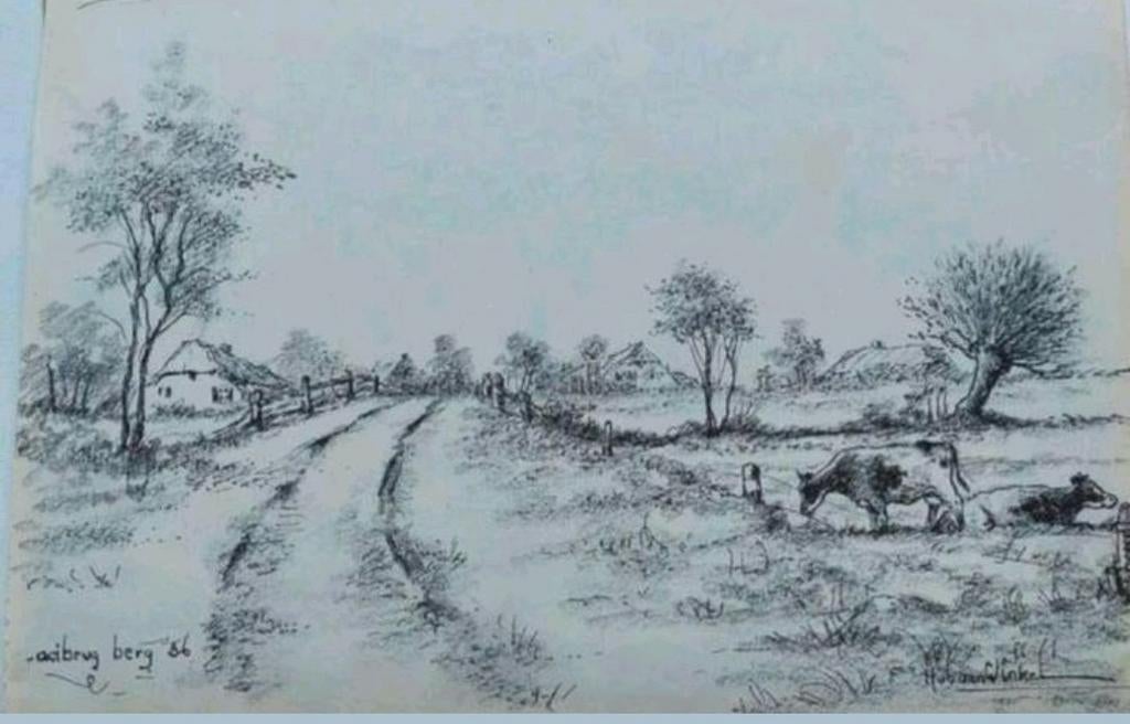 Hub van Winkel  ' 36 ... origineel gesigneerde tekening  ..., Antiek en Kunst, Ophalen of Verzenden