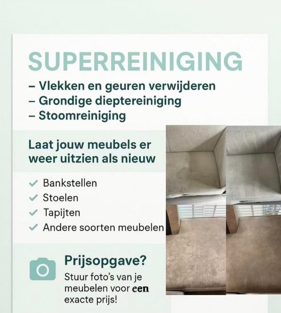 Reiniging schoonmaak stoelen interieur banken matten, Huis en Inrichting, Stoffering | Vloerbedekking, Crème, 75 m² of meer, Nieuw