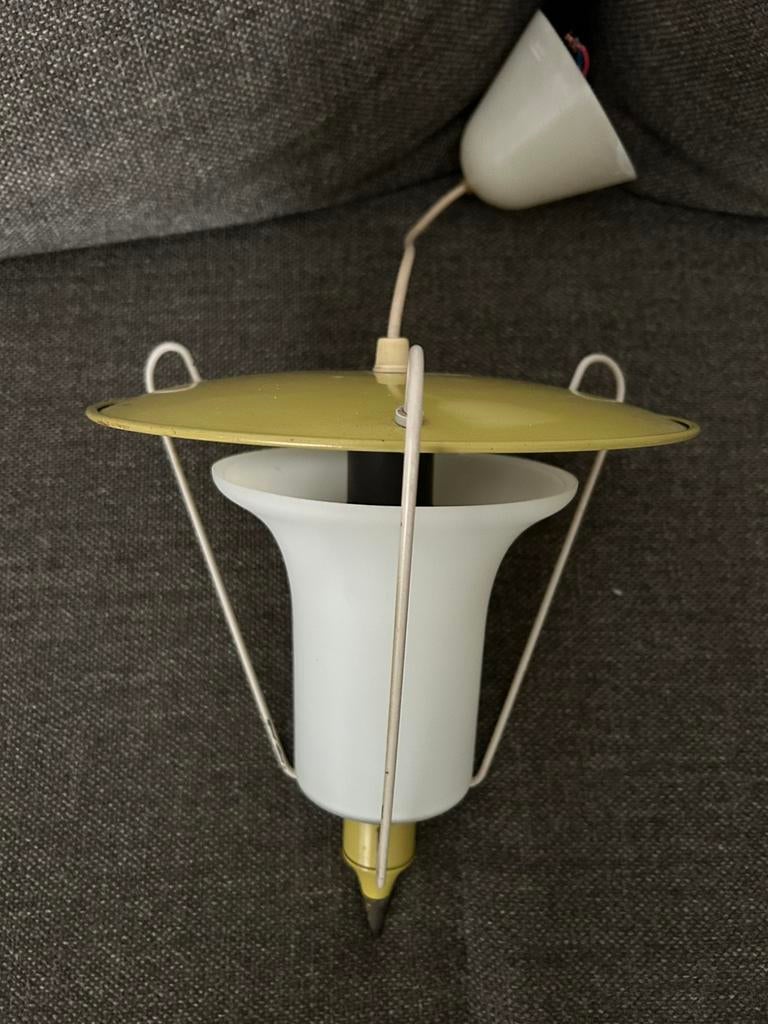 Vintage retro hanglamp Louis Kalff voor Philips 1960’s, Ophalen of Verzenden, Gebruikt, Glas, Midcentury vintage retro