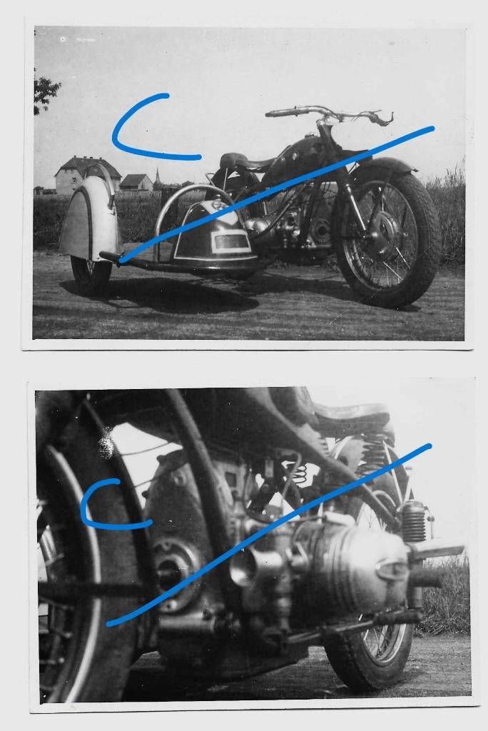 BMW racemotor zijspan lot 2x foto lot, Verzenden, Zo goed als nieuw, Motoren