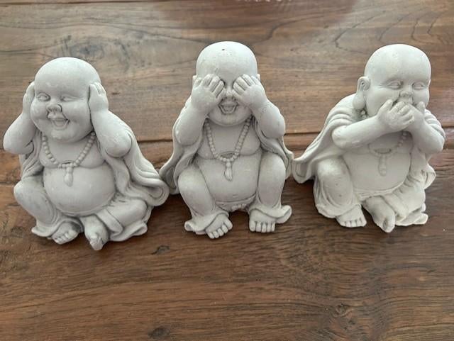 ZGAN! Setjes horen, zien en zwijgen boedha-beeldjes steen, Ophalen of Verzenden, Zo goed als nieuw, Religie