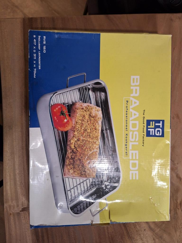 RVS Braadslede met Lekrooster - Zo goed als nieuw, Huis en Inrichting, Ophalen of Verzenden, Zo goed als nieuw