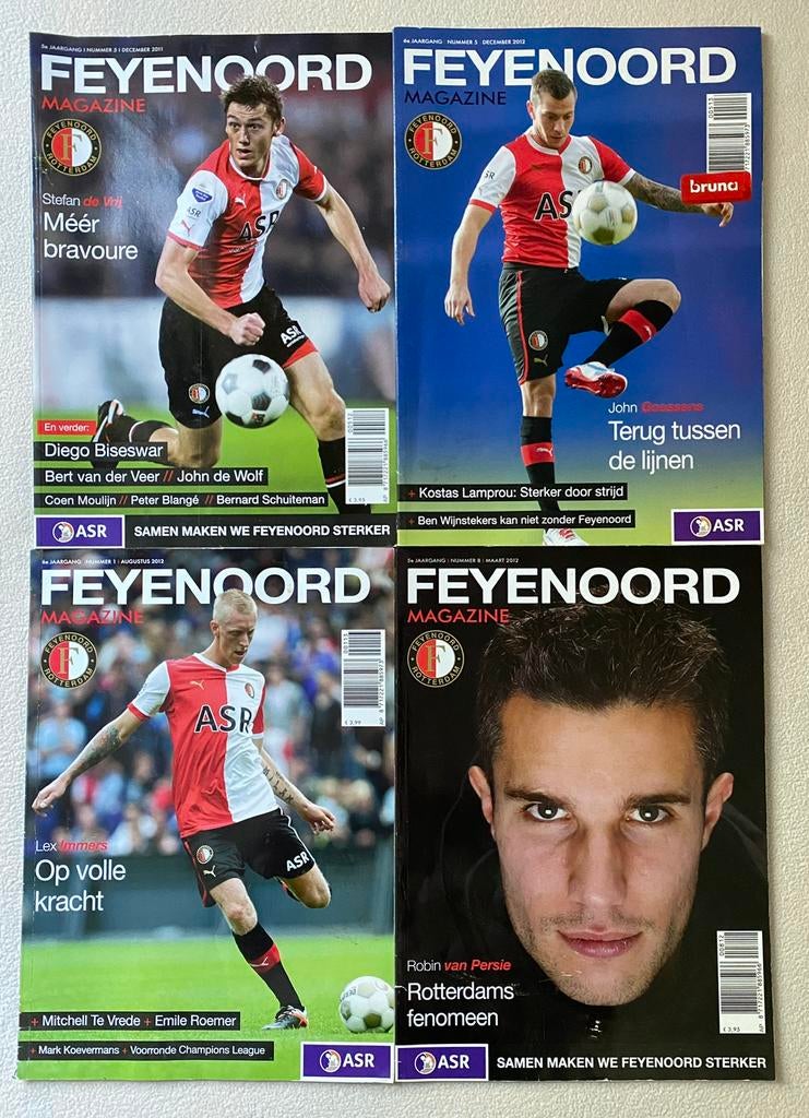 4 x FEYENOORD MAGAZINES (2011/2012) + 2 Programmaboekjes, Verzenden, Gebruikt, Feyenoord, Boek of Tijdschrift