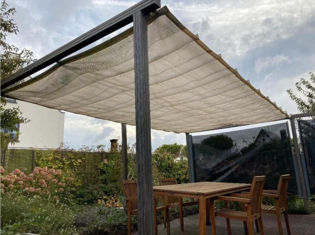 Hardhouten Pergola Constructie (8x8 cm) incl. Stalen Buis, Tuin en Terras, Ophalen, Gebruikt, Planken, Hardhout