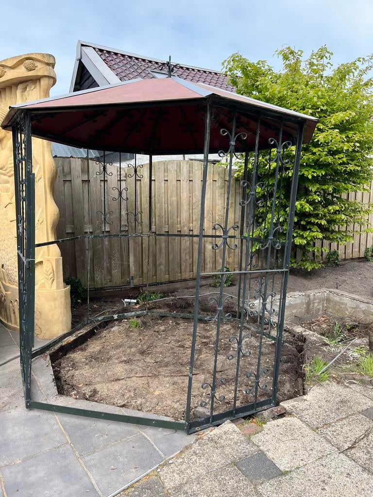 Metalen prieel 240x240 cm met dak, Ophalen, Gebruikt