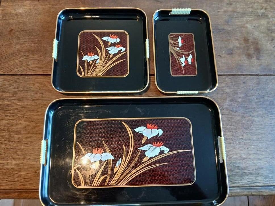 JAPANSE 60 JAREN  SET DIENBLADEN ., Ophalen of Verzenden, Gebruikt, Rechthoekig, Kunststof