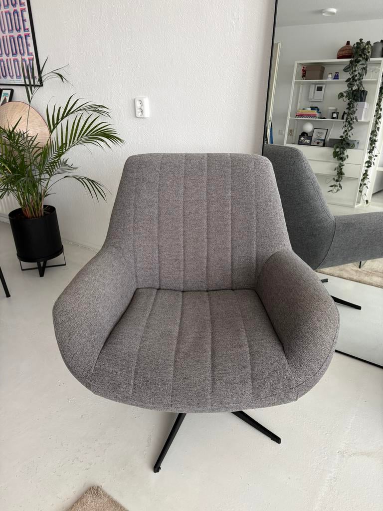 Mooie Goossens draaifauteuil Kamille Grijs, Ophalen, Zo goed als nieuw, Eén, Stof