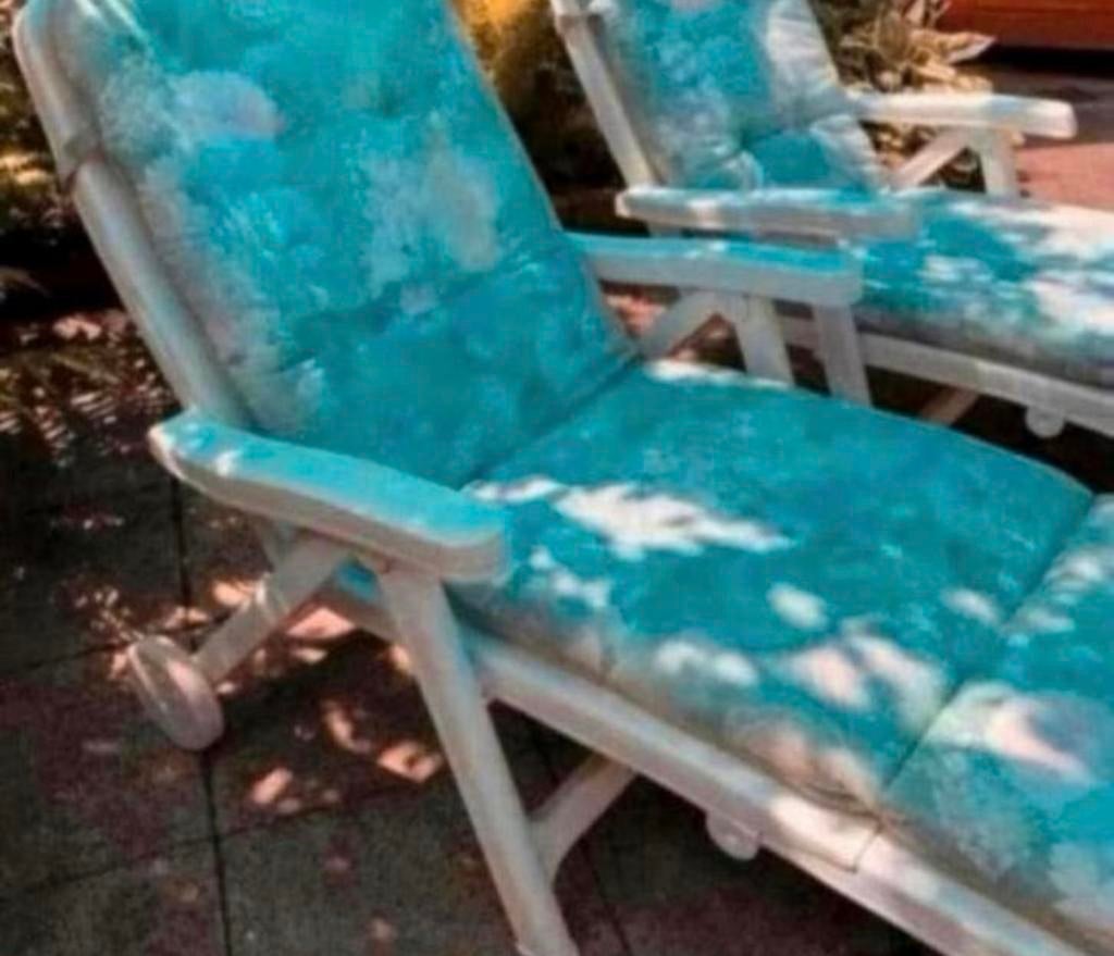 Stoel twee kwaliteit ligbedden tuinstoelen met kussens., Tuin en Terras, Ophalen of Verzenden, Zo goed als nieuw