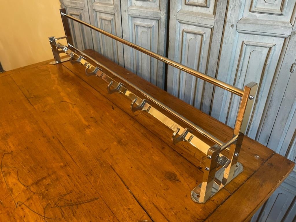 strakke Wandkapstok Kapstok artdeco 1930 Chroom Treinkapstok, Ophalen of Verzenden