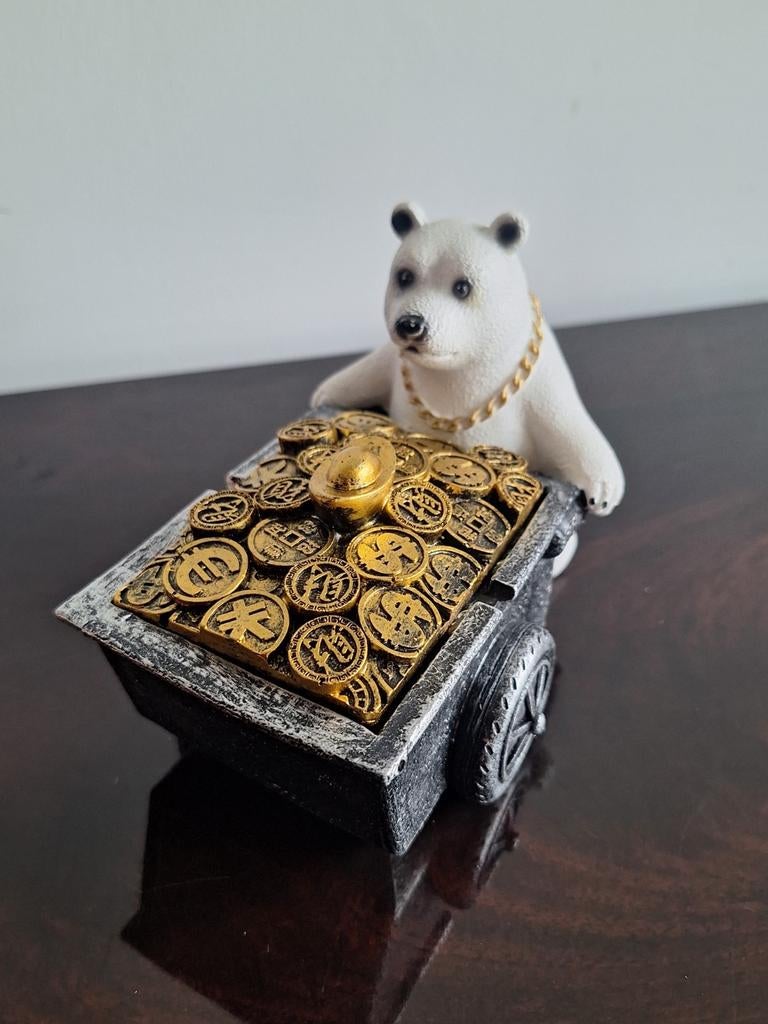 Decoratieve asbak met ijsbeer en schatkist, Meerkleurig, Overige stijlen, Nieuw, Ophalen of Verzenden