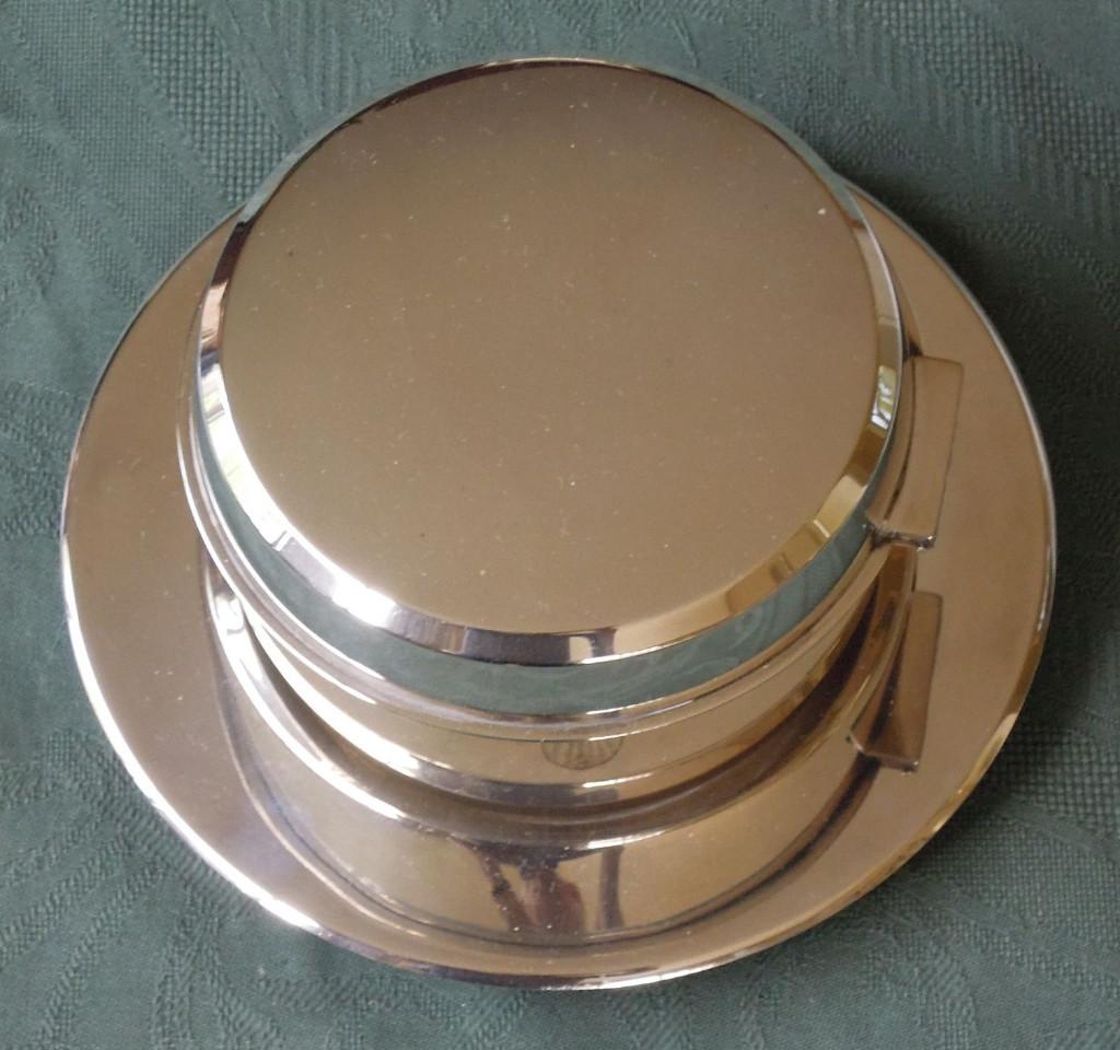 Nr N64: Fraaie verzilverde ronde Keltum koektrommel, Antiek en Kunst, Curiosa en Brocante, Ophalen of Verzenden