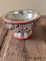 Vintage glazen schaal met zilveren coating en stippen, Antiek en Kunst, Curiosa en Brocante, Ophalen of Verzenden