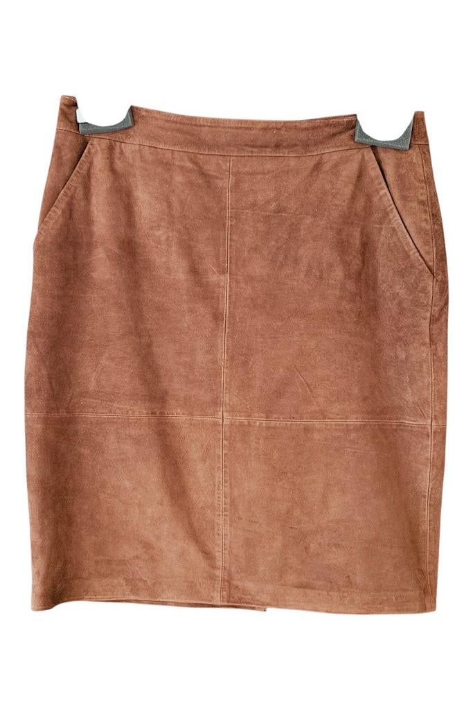 Purdey suède rok camel maat 40 met steekzakken en rits, Maat 38/40 (M), Beige, Ophalen of Verzenden, Zo goed als nieuw