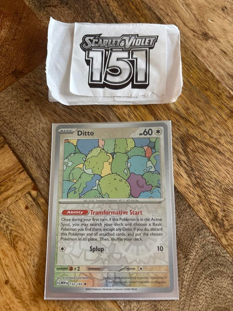 Pokémon Kaart: Ditto 132/165 Scarlet & Violet 151, Hobby en Vrije tijd, Verzamelkaartspellen | Pokémon, Ophalen of Verzenden, Zo goed als nieuw