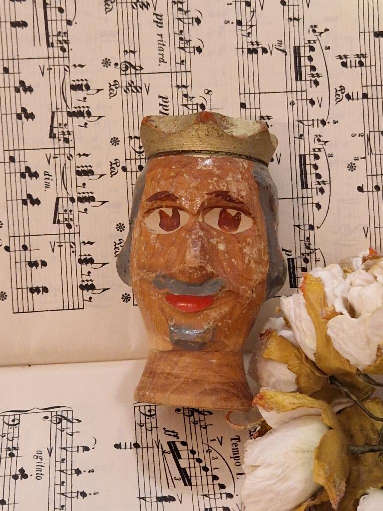 Houten poppenkast poppenkop. "Koning"., Antiek en Kunst, Curiosa en Brocante, Verzenden
