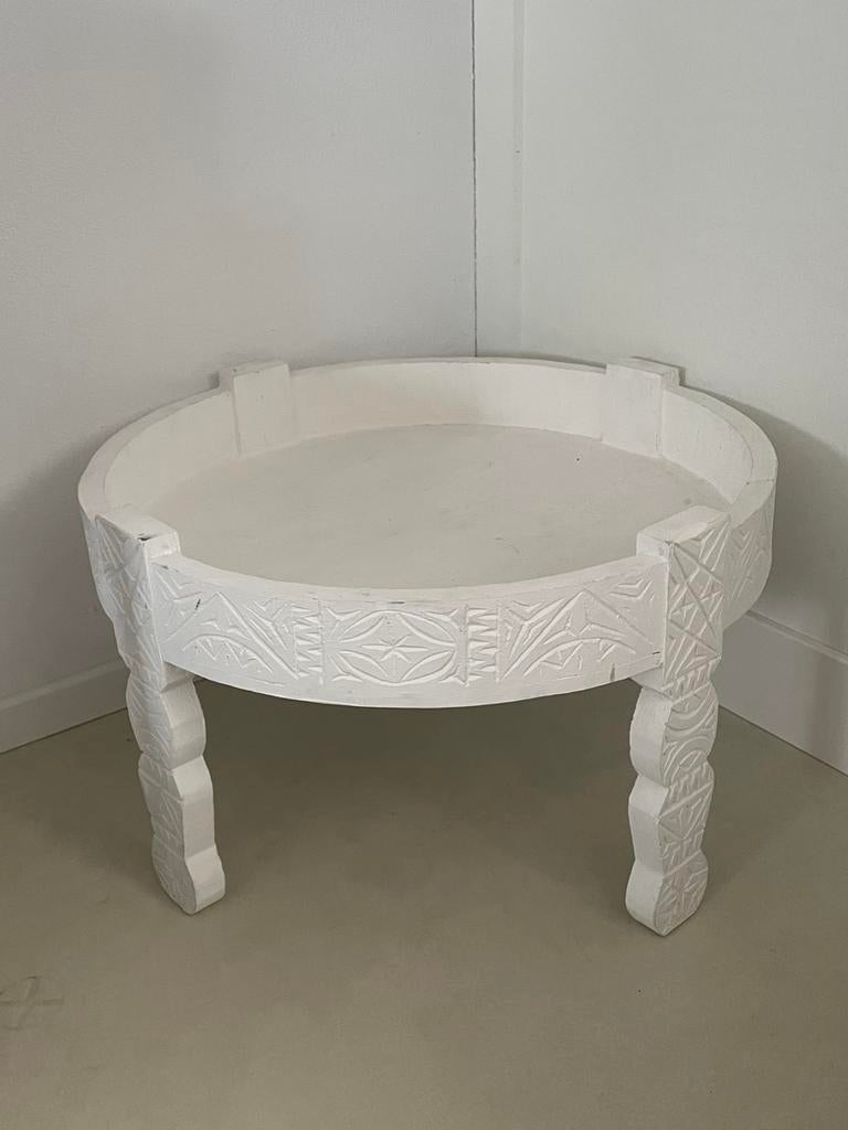 Leuk wit “chakki” tafeltje, Huis en Inrichting, Tafels | Salontafels, Ophalen, 50 tot 100 cm, Rond, Zo goed als nieuw