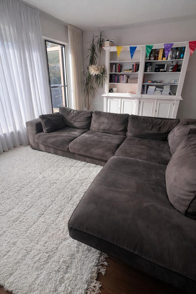 Grote donkergrijze/antraciet hoekbank - 280x220cm, Huis en Inrichting, Banken | Bankstellen, Ophalen, 250 tot 300 cm, Gebruikt