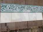 88 antieke wandtegels, rand donkergroen decor, 13,20 meter, Ophalen