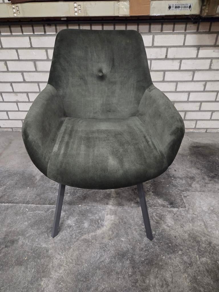 4 groene velours draaibare eetkamerstoelen, Ophalen, Overige kleuren, Nieuw, Vier