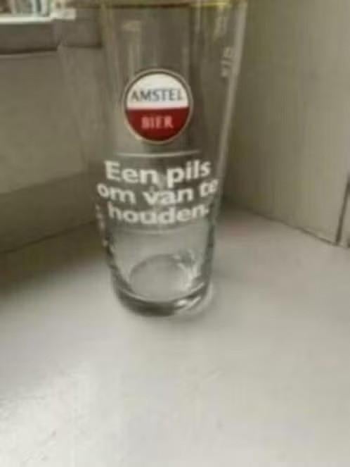 Glas Amstel bier. Een pils om van te houden, Ophalen of Verzenden, Zo goed als nieuw, Glas of Glazen, Amstel