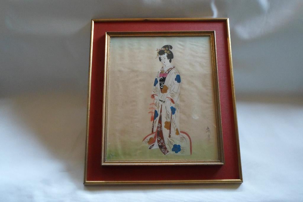 Lijst Geisha Op Zijde, Overige materialen, Minder dan 50 cm, Gebruikt, 50 tot 75 cm