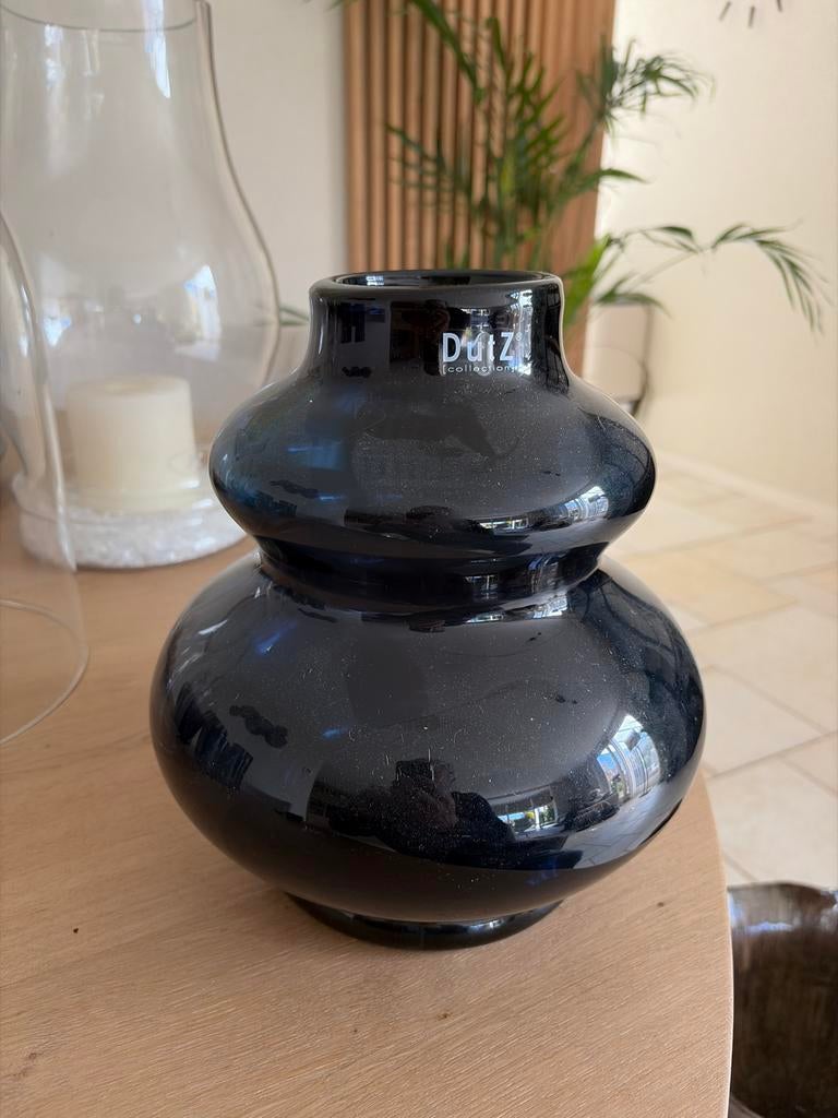 Mooie Dutz vaas Blauw glas 27 cm hoog, Ophalen of Verzenden