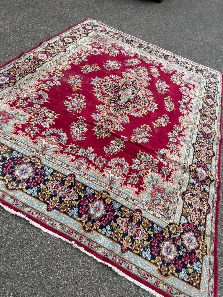 Groot Perzisch stijl tapijt 390x290 cm – rood roze, Gebruikt, 200 cm of meer, Crème, Ophalen of Verzenden