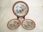 3 antieke hand beschilderde Japanse bordjes, Ophalen of Verzenden