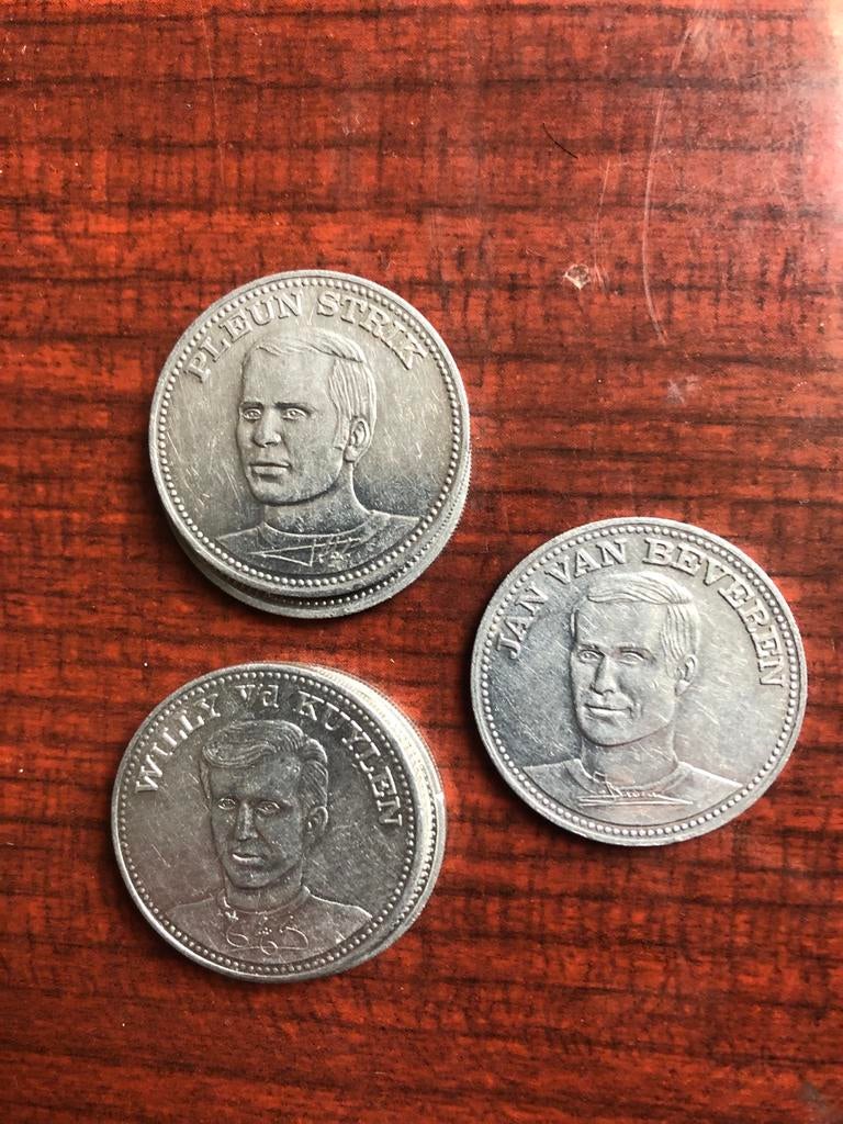 PSV munten van Shell, 1970 - Pleun Strik, Jan van Beveren, Postzegels en Munten, Munten | Nederland, Ophalen of Verzenden, Koningin Juliana