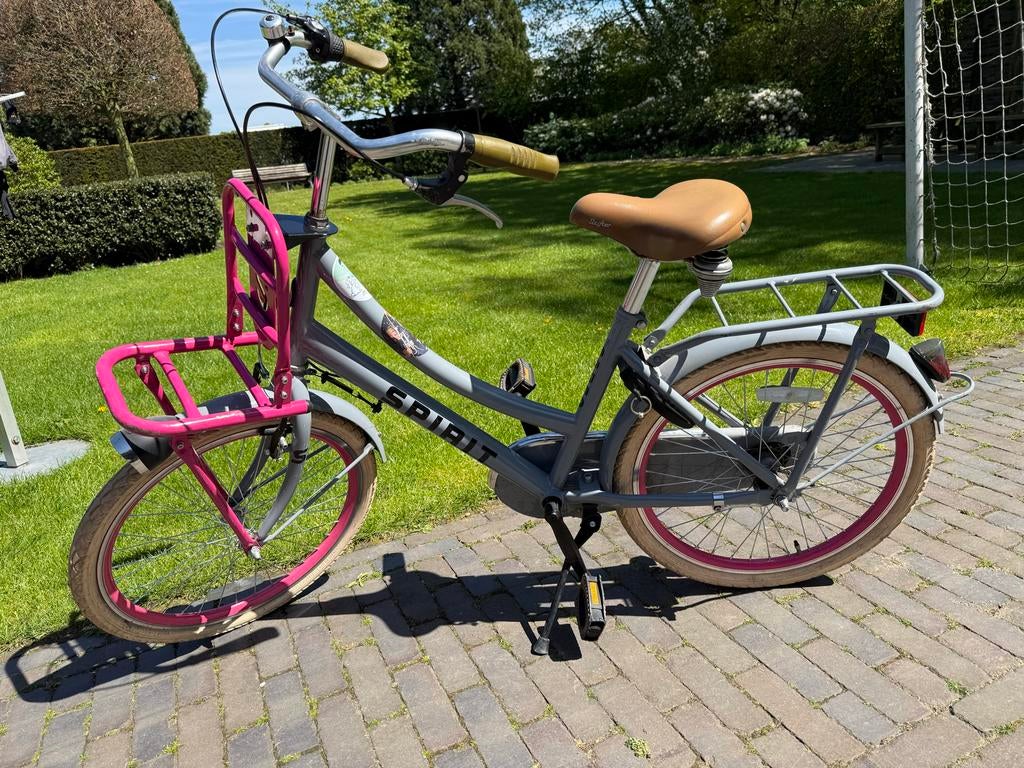 Spirit Cargo Meisjesfiets 22 inch - Grijs/Roze, Ophalen, Gebruikt, 22 inch, Versnellingen
