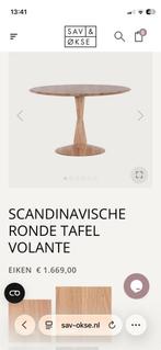 Ronde eiken tafel Volante 130 cm - stevig en stijlvol, Ophalen, Gebruikt, 100 tot 150 cm, Eikenhout