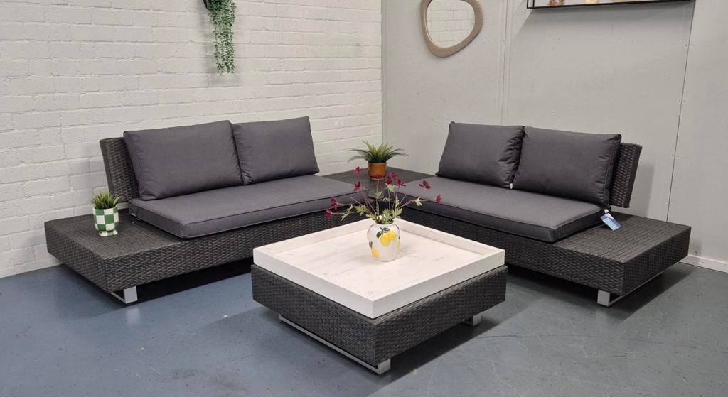 Loungeset || z.g.a.n || nieuwe kussens || Direct leverbaar, Ophalen, 4 zitplaatsen, Aluminium, Zo goed als nieuw