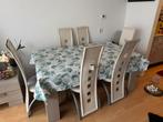 Eettafel en salon tafel met eettafelstoelen, Ophalen of Verzenden, Gebruikt, 4 tot 6 stoelen