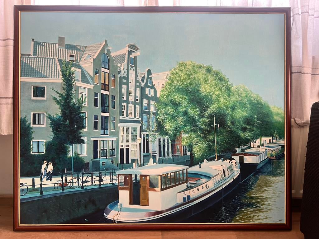 Schilderij van amsteramse gracht. Hoek brouwers en prinsengr, Ophalen