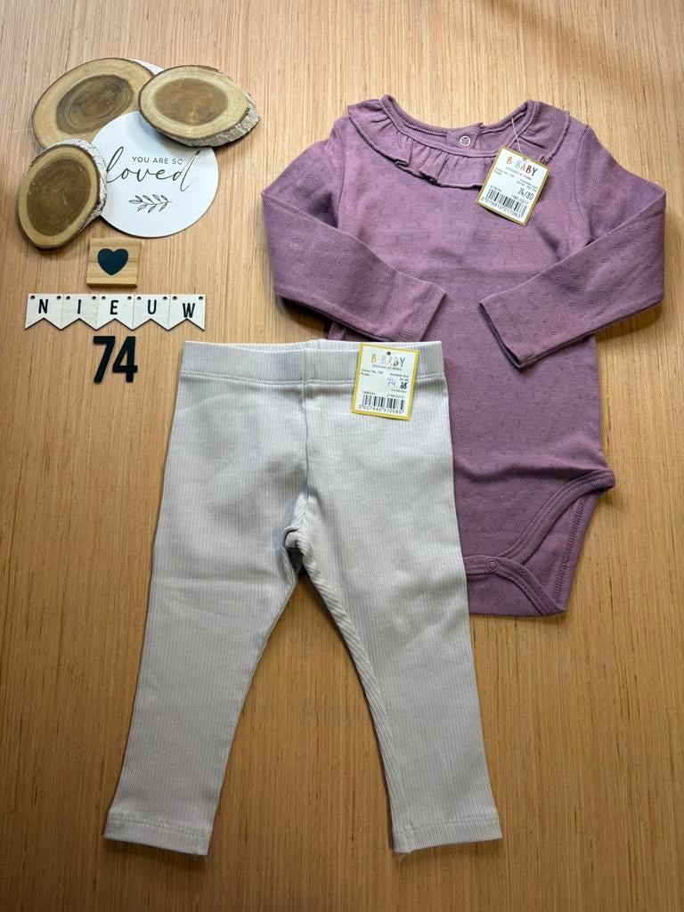 Baby girl wibra setje broekje lila, romper paars maat 74/80, Ophalen of Verzenden, Nieuw, Meisje, Setje